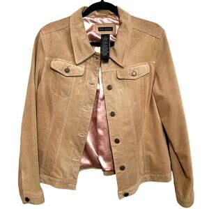 Vtg For Joseph Suede Jacket L Moto Style Pink Lined Quiet Luxury Designer